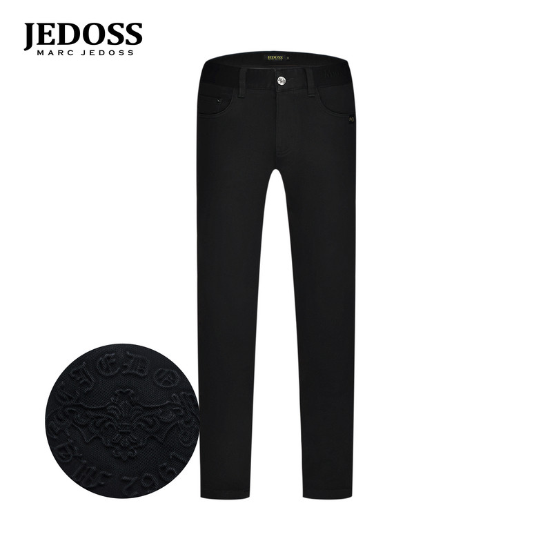 JEDOSS/爵迪斯男装秋冬专柜新款立体压凸基础款黑色牛仔裤006