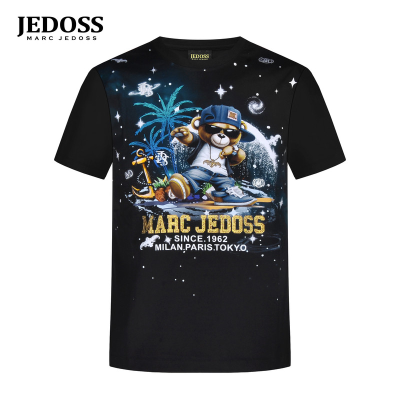 JEDOSS/爵迪斯男装2025夏季专柜新款星空熊仔直喷短袖T恤微阔905