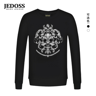 LOGO烫钻刺绣圆领套头卫衣196 秋冬专柜新款 JEDOSS 爵迪斯男装