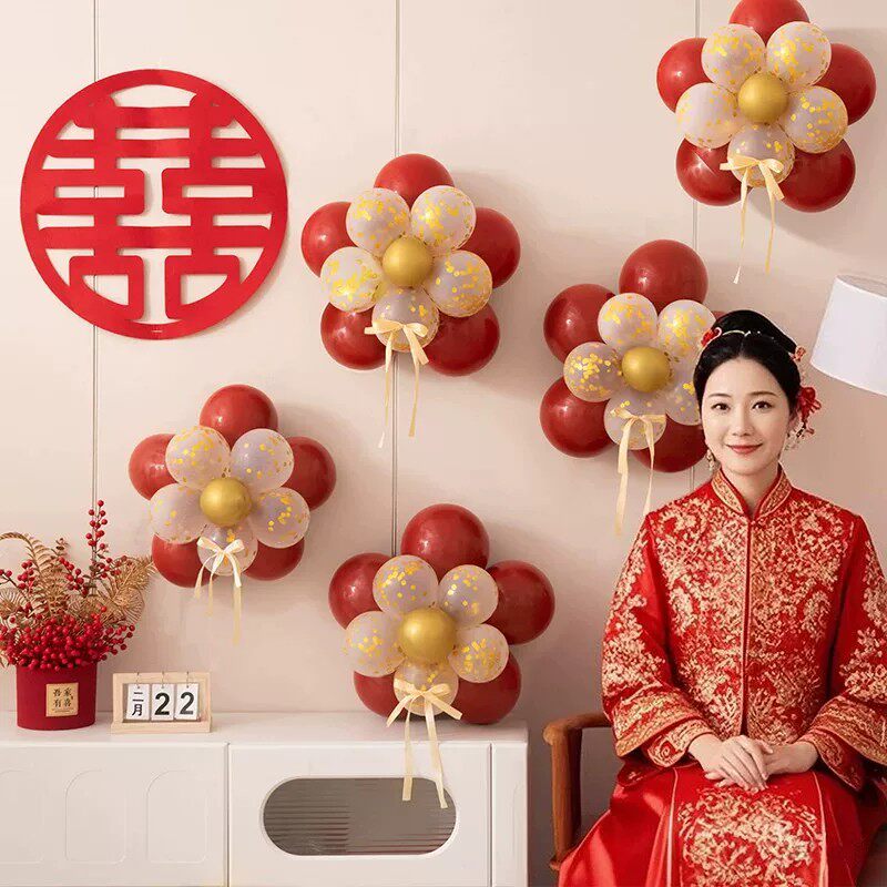 花朵乳胶气球套餐婚庆结婚婚房周岁生日会商场商店活动布置装饰品