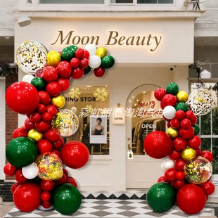 圣诞节气球装饰拱门商场店铺4S店幼儿园圣诞主图氛围布置门口立柱