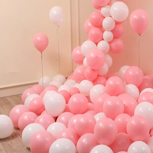 梦幻马卡龙气球高级感粉白色彩生日布置儿童无毒周岁派对场景装饰