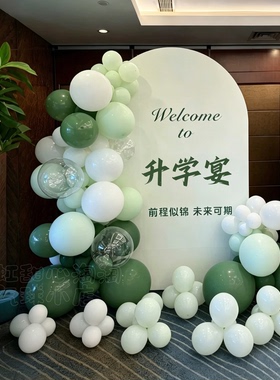 18岁成人礼生日升学宴布置气球装饰绿色主题派对餐厅包房家宴背景