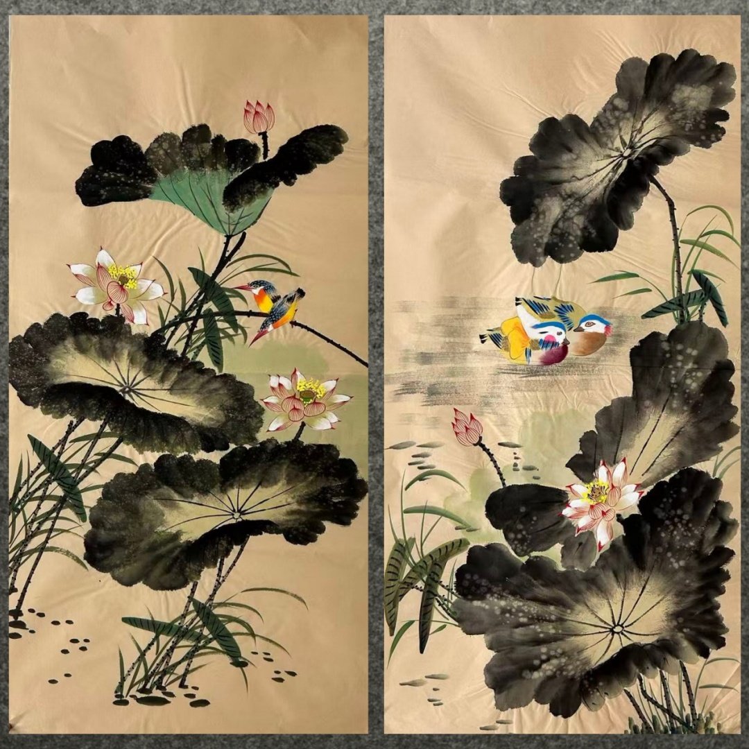 墨香村装饰国画仿古纸花鸟画纯手绘四尺荷花鸳鸯鱼MX60113061-83,家居饰品,国画,淘宝优惠券,粉丝福利购,淘宝优惠卷