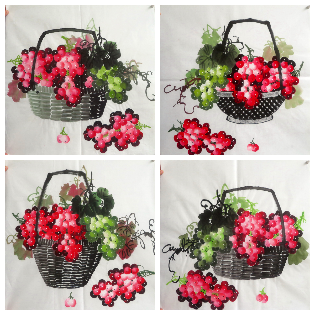 68x68厘米餐厅国画装饰画水果花鸟纯手绘四尺斗方葡萄 硕果累累02