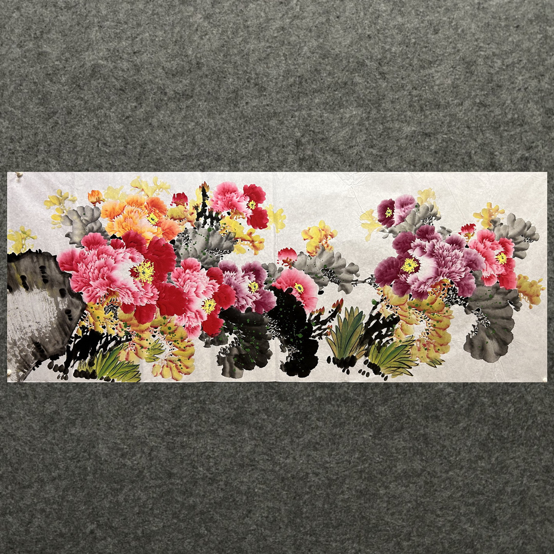 墨香村装饰国画酒店花鸟画纯手绘小六尺牡丹富贵满堂MP4190801-8图片