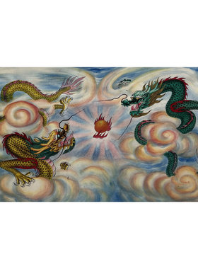 墨香村精品客厅装饰国画纯手绘动物四尺龙祥龙戏珠MW5010130-42