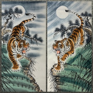 墨香村装饰国画下山虎酒店走廊上山虎纯手绘四尺老虎MY4091201-18