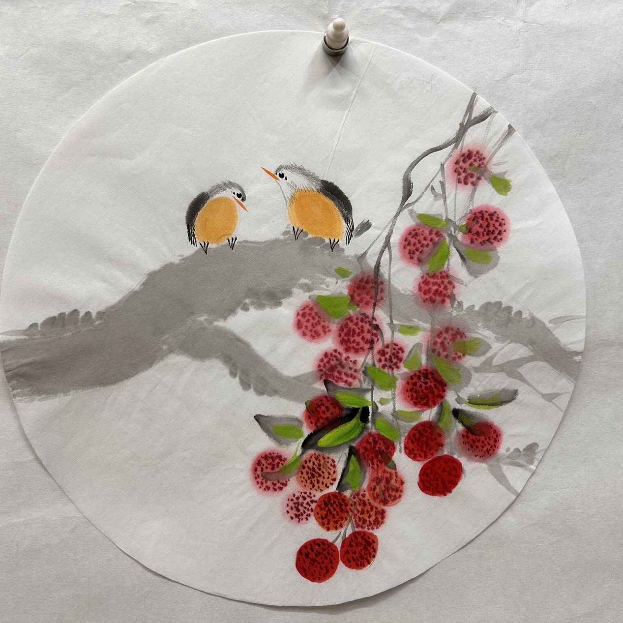 墨香村精品装饰国画纯手绘走廊过道圆形牵牛花鸟画MT50701201-230图片