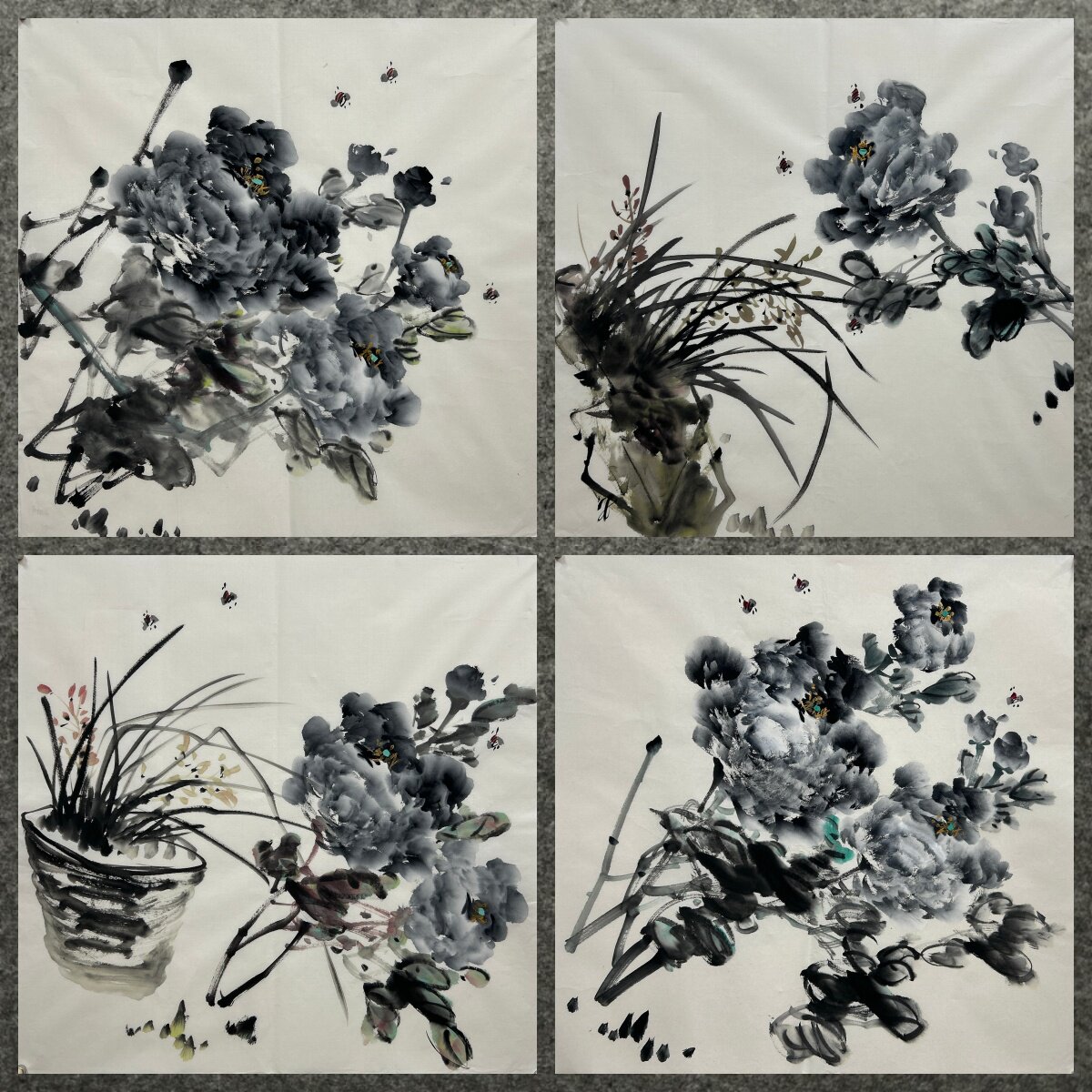 墨香村水墨国画花鸟字画纯手绘四尺斗方牡丹兰花图MR1051901-20