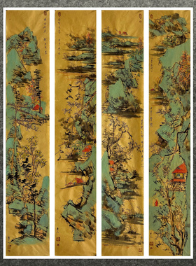 130X22厘米仿古装饰国画纯手绘四尺四开山水画小品MK5091801-30