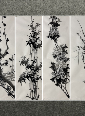 103X34厘米条幅国画纯手绘四尺对开花鸟画梅兰竹菊MD5050601-21