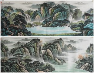 饰国画纯手绘字画小六尺山水画聚宝盆宣纸画芯 墨香村未装 裱客厅装