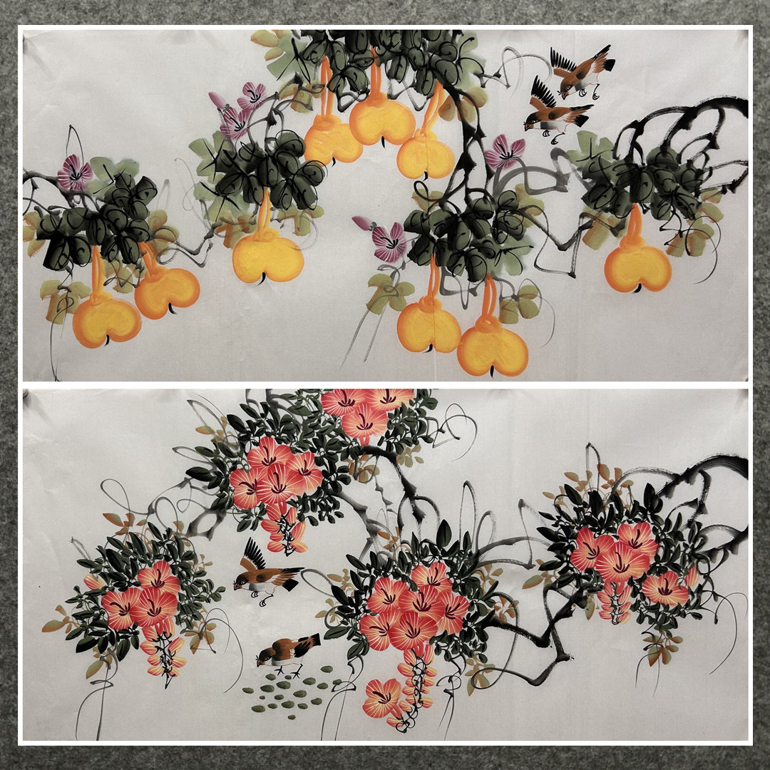 墨香村酒店装饰国画花鸟字画纯手绘三尺花鸟画紫藤ME7020101-14,家居饰品,国画,淘宝优惠券,粉丝福利购,淘宝优惠卷