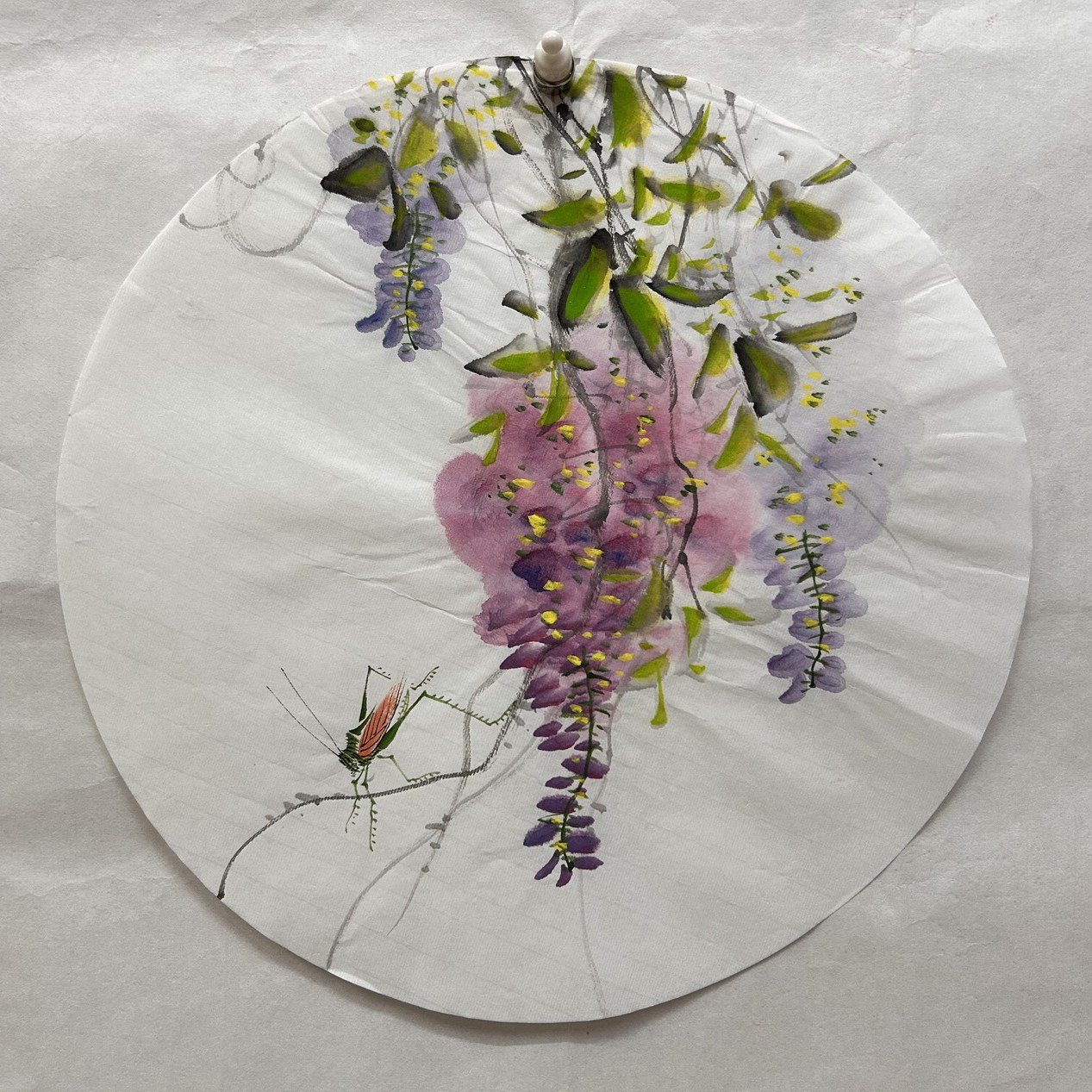 墨香村精品装饰国画纯手绘走廊过道圆形紫藤花鸟画MT50701101-130图片