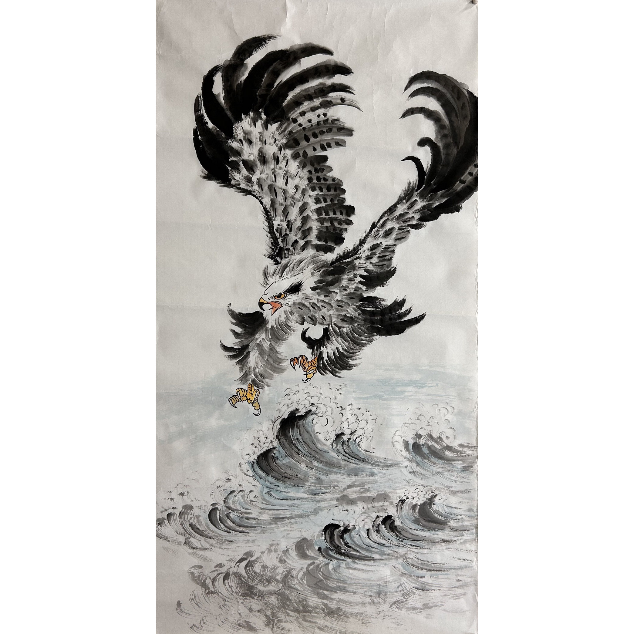 墨香村酒店装饰国画动物纯手绘书画四尺老鹰雄鹰展翅MR5062201-6图片