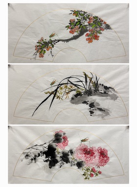 墨香村玄关国画扇面字画花鸟纯手绘四尺四开花鸟画MX5060101-20