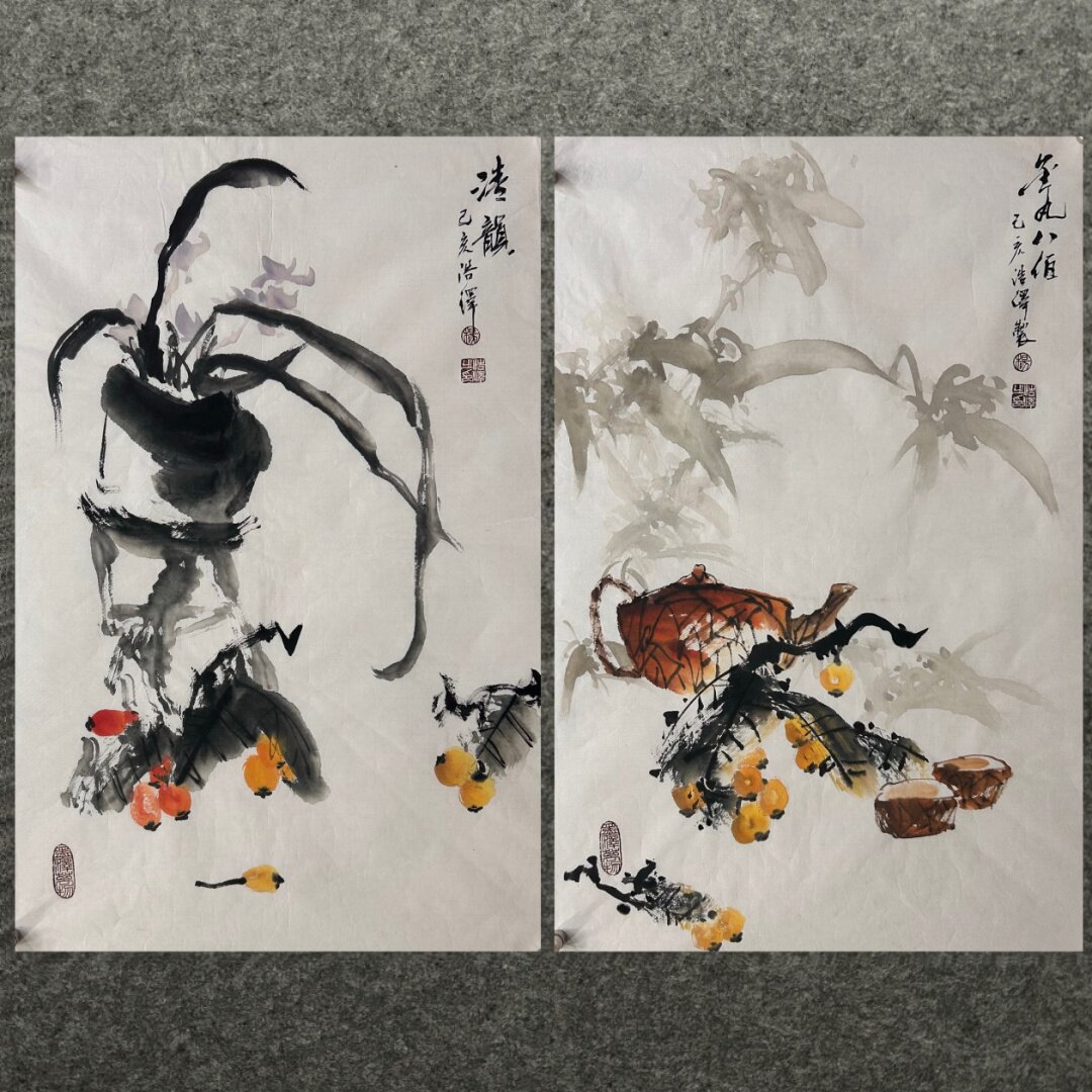 66X43CM装饰国画水墨纯手绘四尺三开花鸟画荷花牡丹MG5031701-32