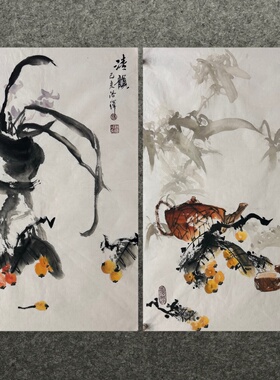 66X43CM装饰国画水墨纯手绘四尺三开花鸟画荷花牡丹MG5031701-32