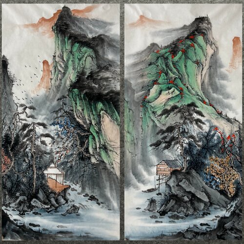 墨香村中堂装饰国画字画纯手绘四尺山水画江山如画MC6060501-10