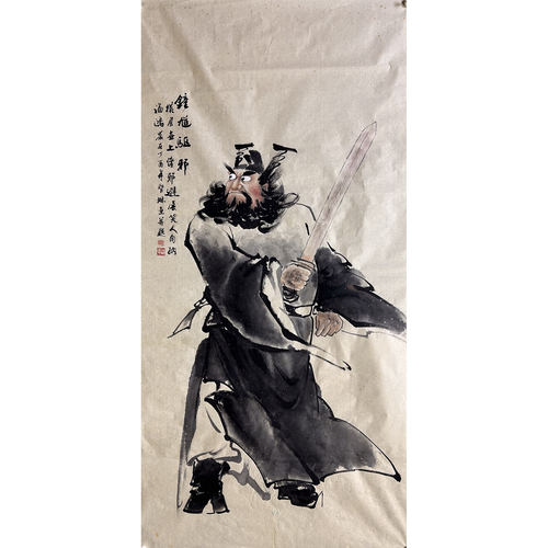 墨香村136X68CM中堂装饰国画纯手绘四尺关公人物画MC5020603-14