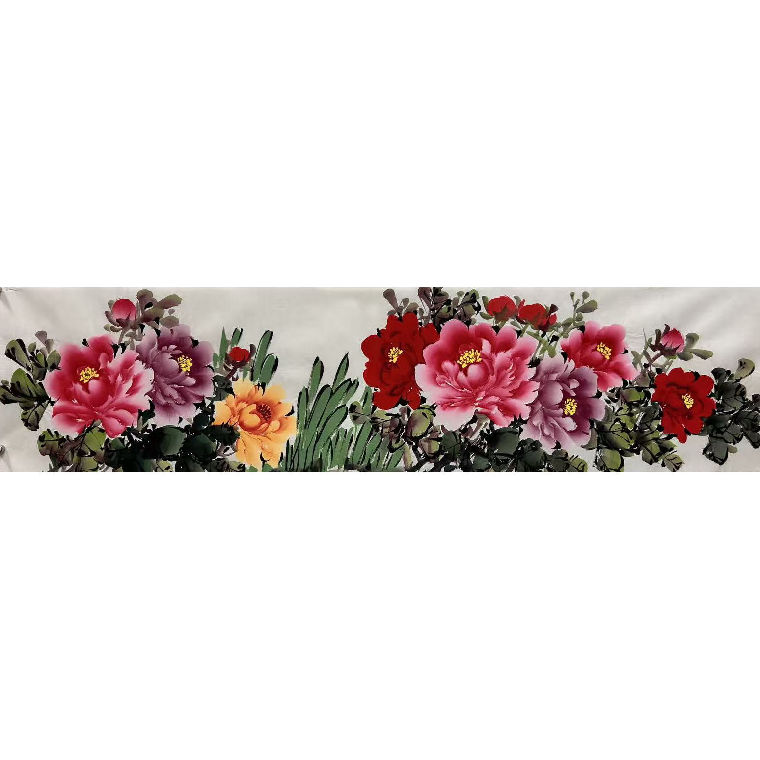 墨香村条饰国画花鸟画纯手绘四尺对开牡丹花开富贵MD7020361-87