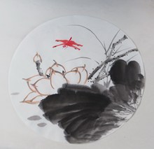 特价直径约33厘米新品国画全新纯手绘圆形花鸟画MA90516070