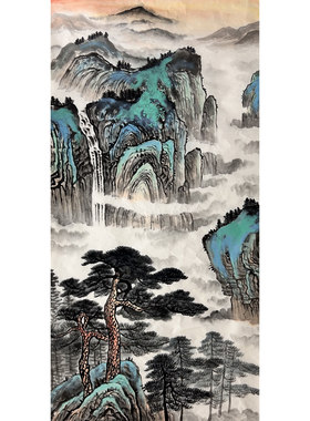 墨香村中堂装饰国画纯手绘书画四尺山水画源远流长ME5062306-11
