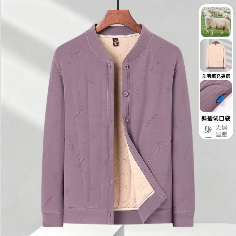 冬季妈妈装夹层羊毛加厚保暖棉服
