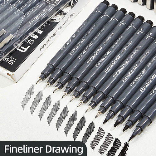 Fine-line黑色素描针管笔美术专用动漫设计绘画作图速写勾线笔