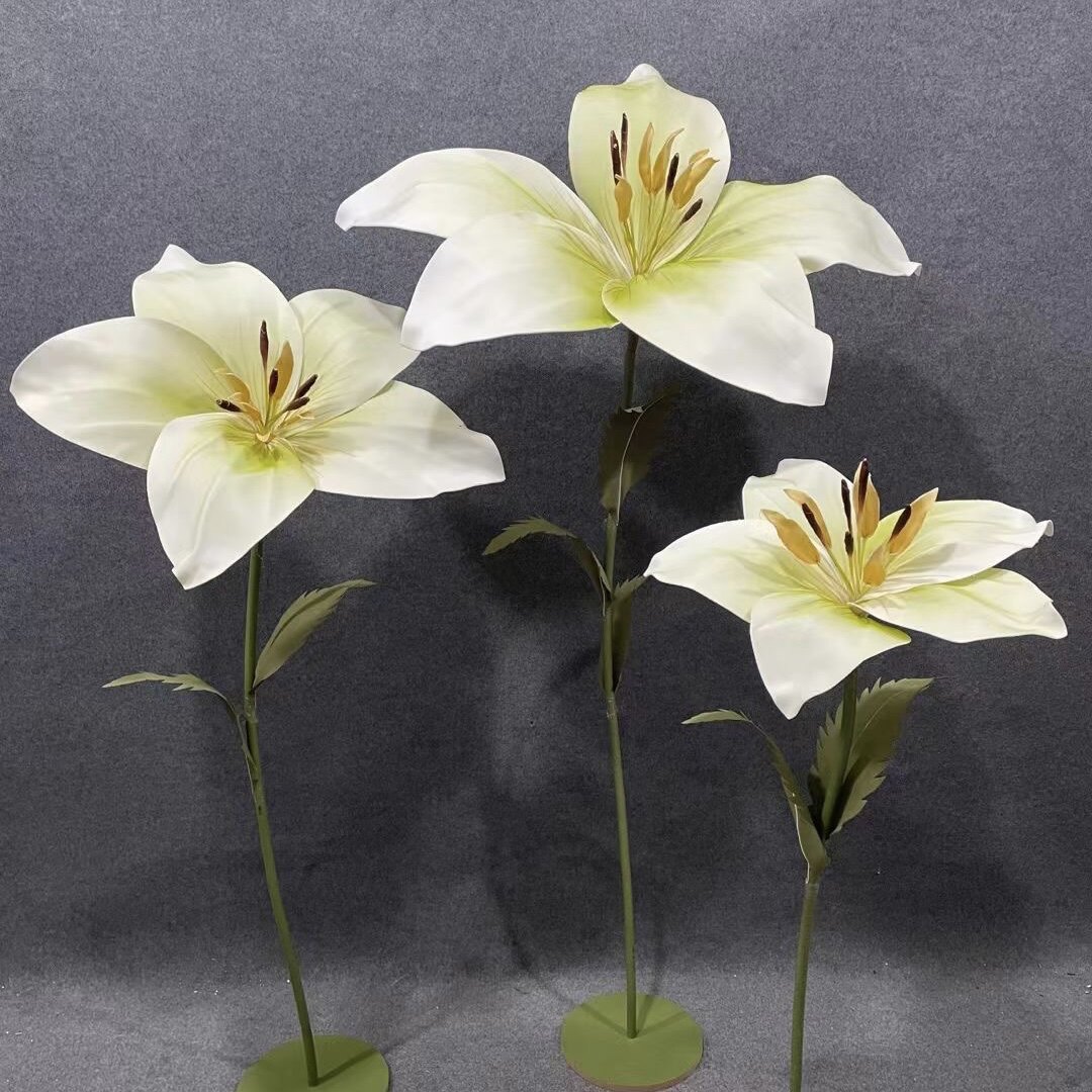 婚庆路引花成品EVA泡沫花婚礼t台场景布置百合花橱窗装饰道具