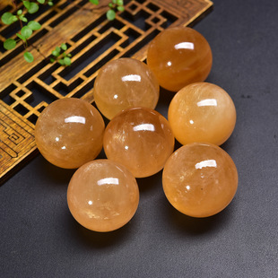 天然黄水晶摆件国产黄色水晶球客厅玄关卧室厨房装饰摆设原石打磨
