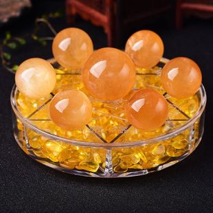 天然黄水晶球七星阵聚宝盆办公室摆件开业礼品家居玄关装饰工艺品
