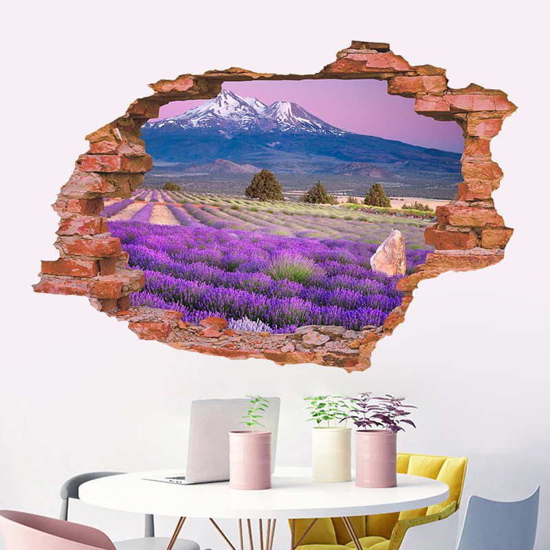 3d立体墙贴森林海洋花海风景画贴纸自粘客厅卧室背景墙面装饰贴纸