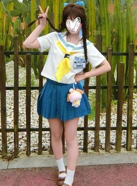 蓝三本学院风女JK水手服套装