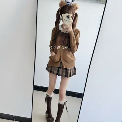 学院针织衫外套开衫焦糖可颂