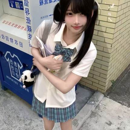 学院风日系校供感JK女衬衣白色短袖内搭基础款衬衫宽松叠穿上衣夏
