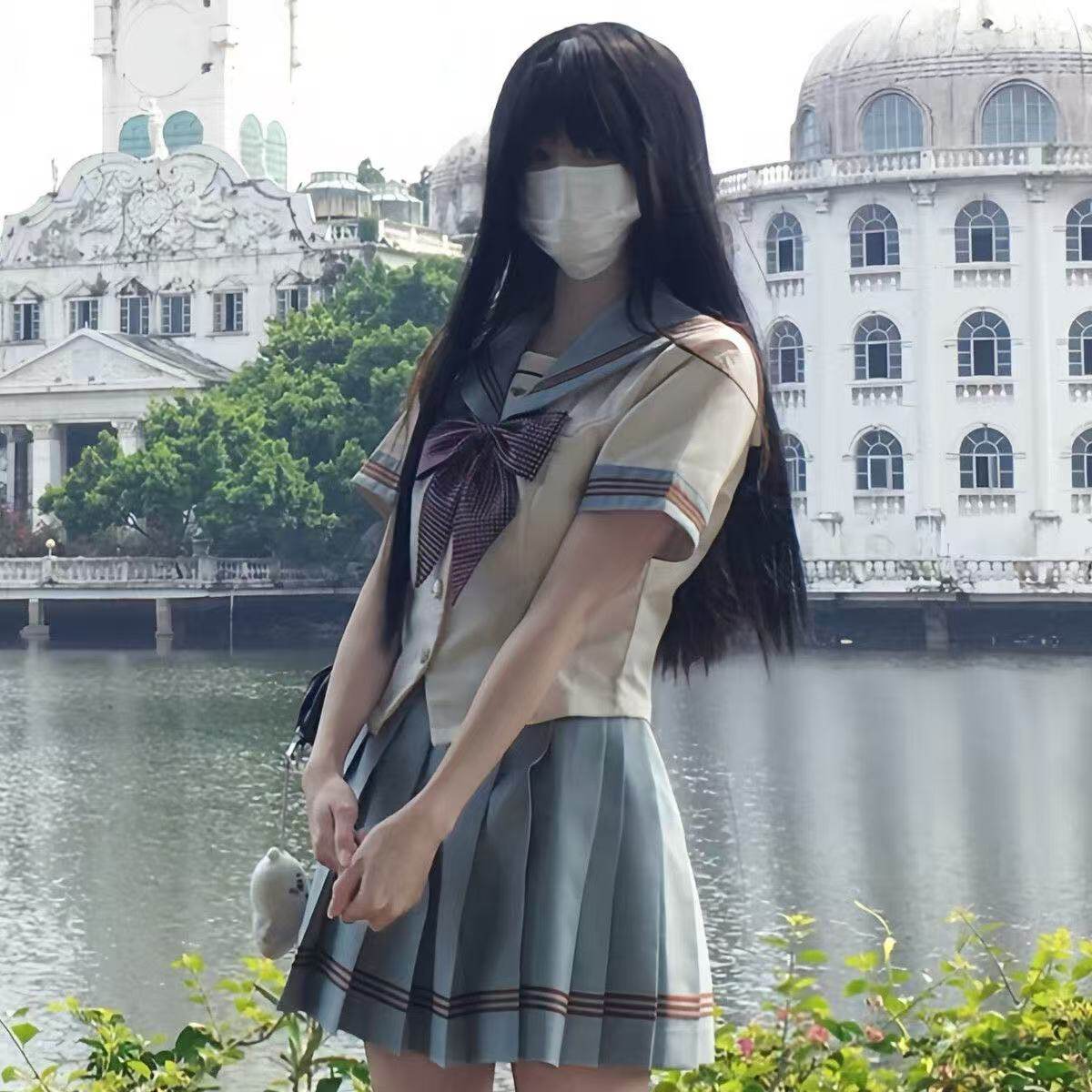 日系甜美学院jk薄荷绿水手服制服海军套装原创上衣百褶裙夏季