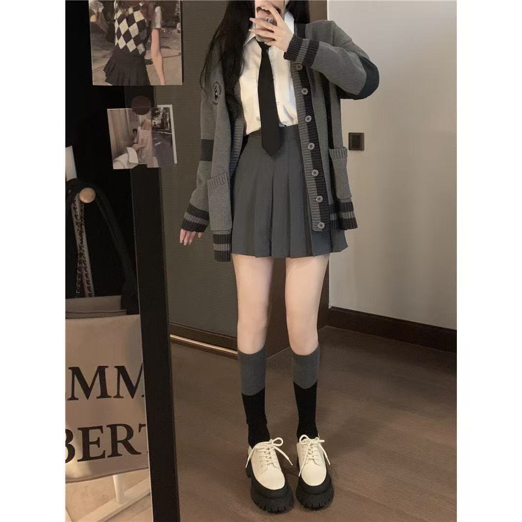 四件套装韩系学院风针织开衫整套