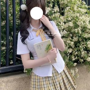 JK制服夏季 学院风 百搭小杏中格子裙短裙女基础款 纯色上衣原创正版
