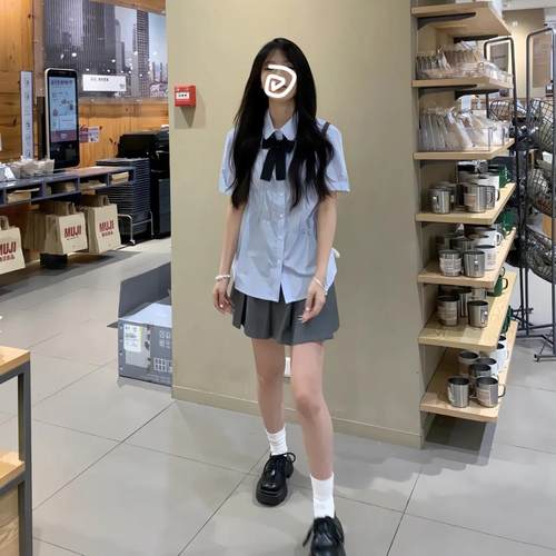 短袖衬衫女宽松衬衣上衣短裙