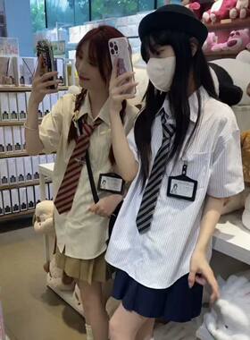 短袖宽松显瘦风女日系条纹jk制服