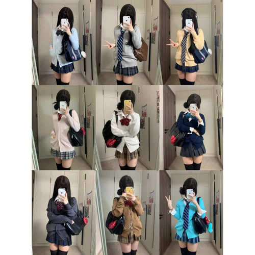 日系JK制服宽松毛衣开衫学院风早秋长袖衬衫设计感甜美清新校园风