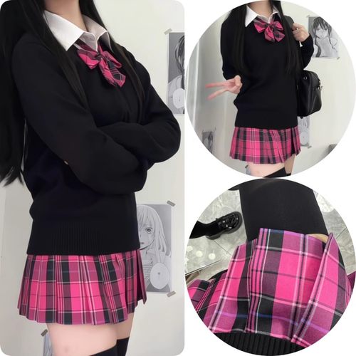 JK学院制服v领套头毛衣刺绣套头班服小个子针织秋冬长袖校供毛衣