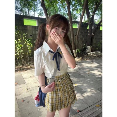 2026小杏中原创JK正版制服套装格裙夏季女衬衫宽松jk衬衣百褶裙女
