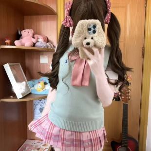 糖果JK格裙制服套装 上衣叠穿全套 女校供感针织衫 套头马甲背心衬衫