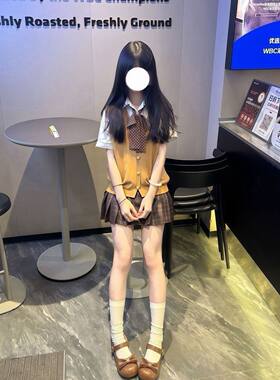 日系JK学院风针织马甲开衫套装