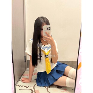 日系学院JK制服甜美清新基础款三本水手服校供百褶裙软妹校服套装