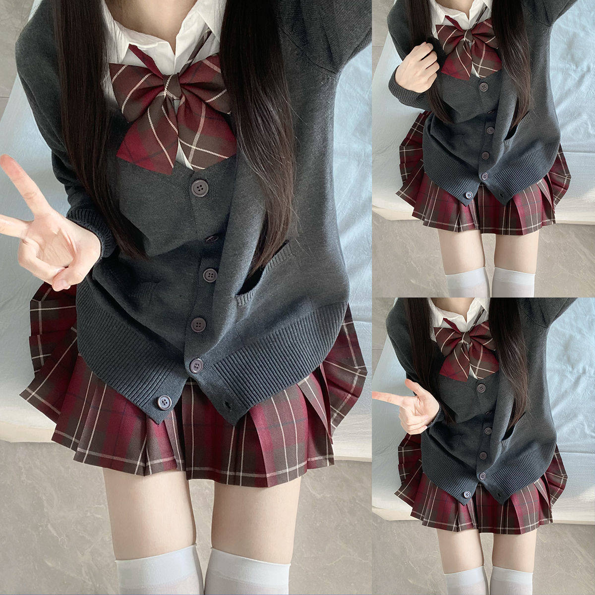 JK原创jk制服秋冬纯色毛衣日系学院上衣针织长袖宽松开衫外套