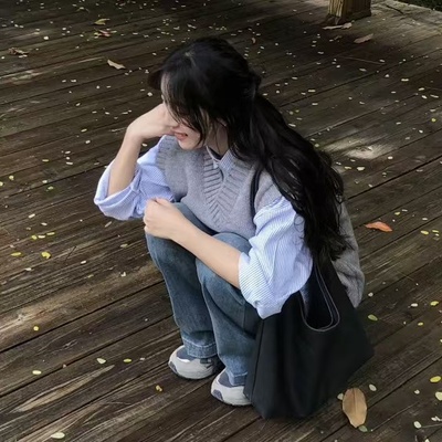 两件套装甜美学院风短款针织衫